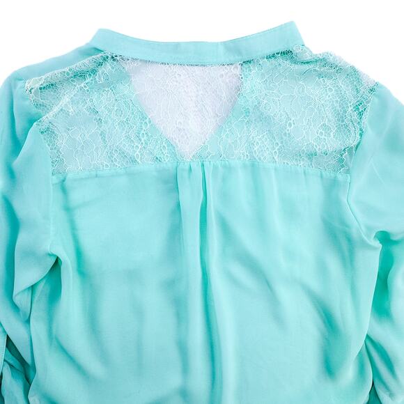 Love Tree- Aqua- Lace Accent Blouse - Women's- Size Large- Spring Blouse - Picture 4 of 8